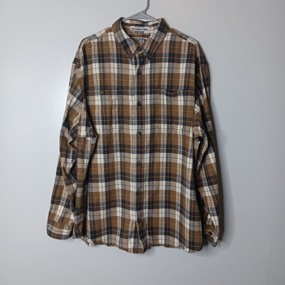 Duluth Trading Co Free Swingin Flannel Shirt Men XL Multicolor Plaid Relaxed Fit